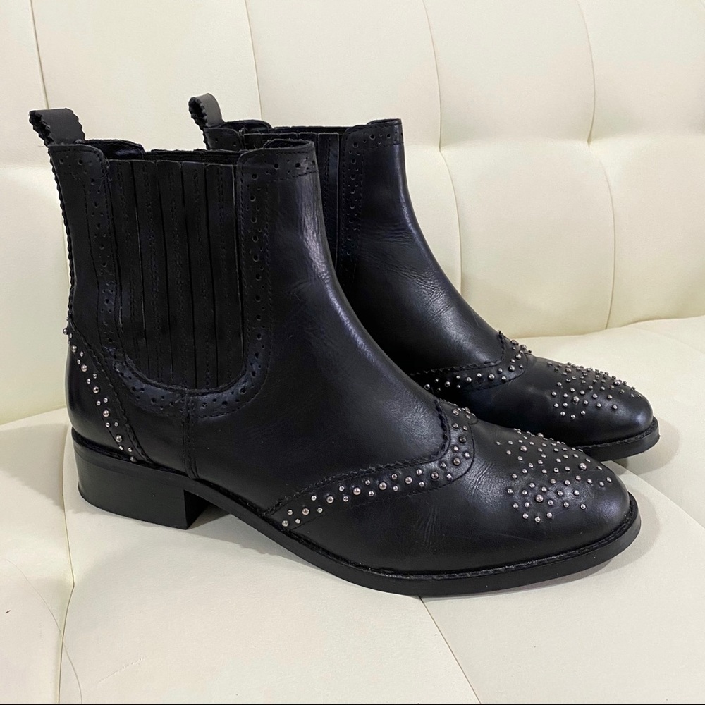 ASOS Flat Leather Ankle Boots with Studs